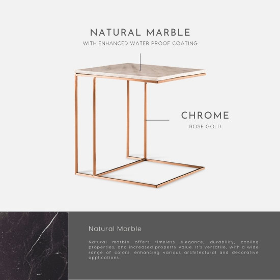 NOVA Natural Marble Coffee Table W50, White NOVA Natural Marble Coffee Table W50, White